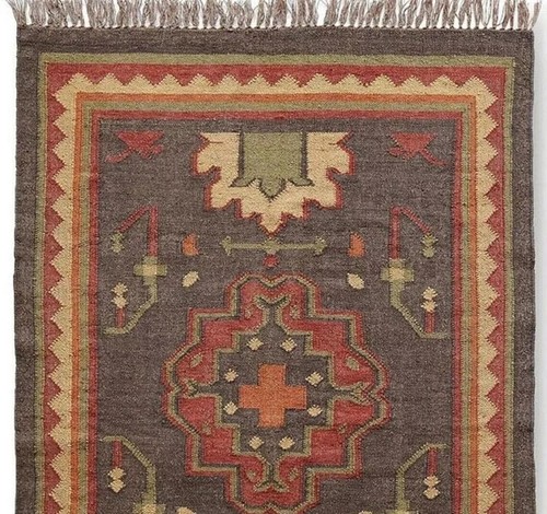 Kilim Wool Jute Rug Traditional Rustic Look Handmade Carpet for Living Room - Picture 2 of 6