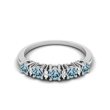 0.58 Ctw Round Blue Topaz 925 Sterling Silver Eternity Women Engagement Ring