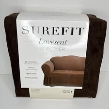 Couch Slipcover Brown Surefit Loveseat SUEDE Chocolate Fits Most 58" to 73" NEW