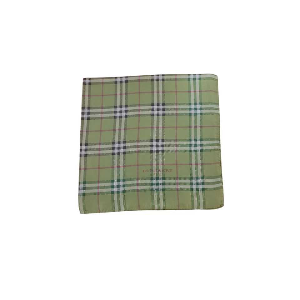 Burberry London Silk Handkerchief Pocket  Square Green Plaid NovaCheck 18" X 18" - Image 3 of 3