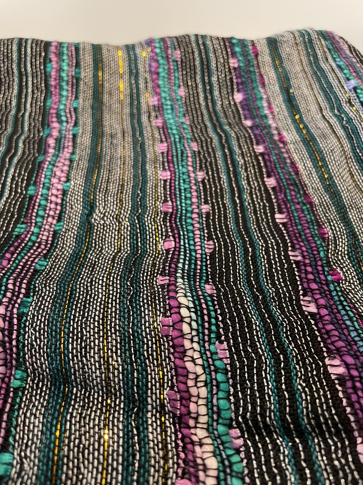 Anika Dali Handmade lightweight Multicolor Infinity Scarf w/Shimmer Gold Thread