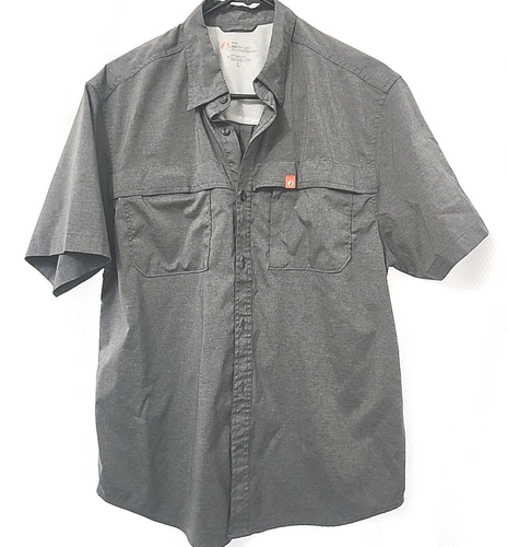American Outdoorsman Shirt Adult Large Fishing Men’s Gray Short Sleeve Collar