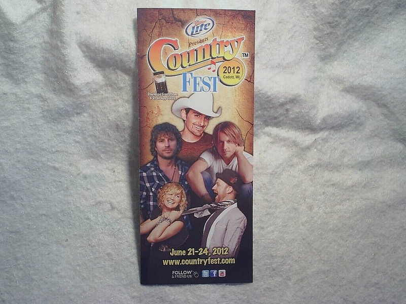 2012 COUNTRY FEST PAMPHLET Cadott Wi,keith urban,sugarland,kellie pickler,paisle