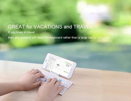 Mini Folding Bluetooth Keyboard Wireless Keypad Support3 Devices With Stand - Picture 11 of 23