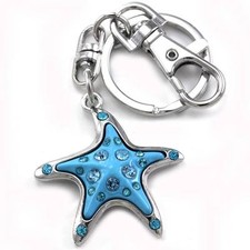 Turquoise Starfish Keychain Car Key Ring Multicolor Enamel Handbag Purse Charm