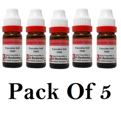 5X Dr Reckeweg Cocculus Indicus 1000 CH Dilution 11ml Each