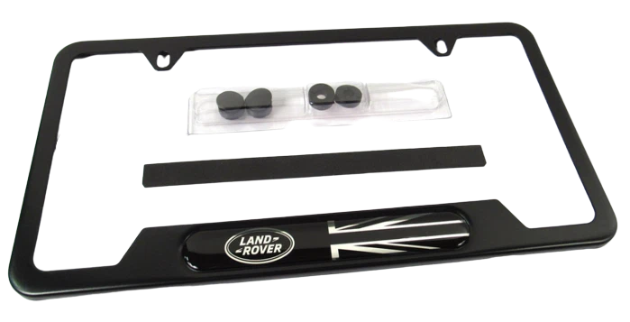 Marco de matrícula original Land Rover negro con logotipo y Union Jack VPLVY0073 Foto 2 de 2
