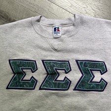 Vintage 90 s Russell Athletic Crewneck Sweatshirt XL Gray Fraternity Made In USA