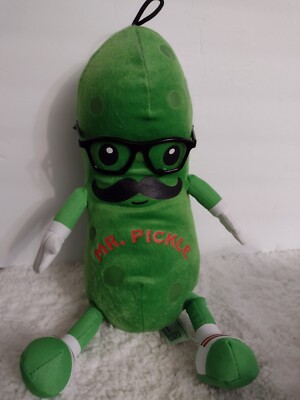 Mr. Pickle Man Green Fiesta Plush 12'' In Stuffed Doll Toy Plastic Black Glasses