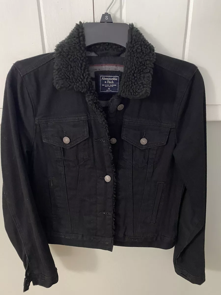 Black jean jacket abercrombie cheap