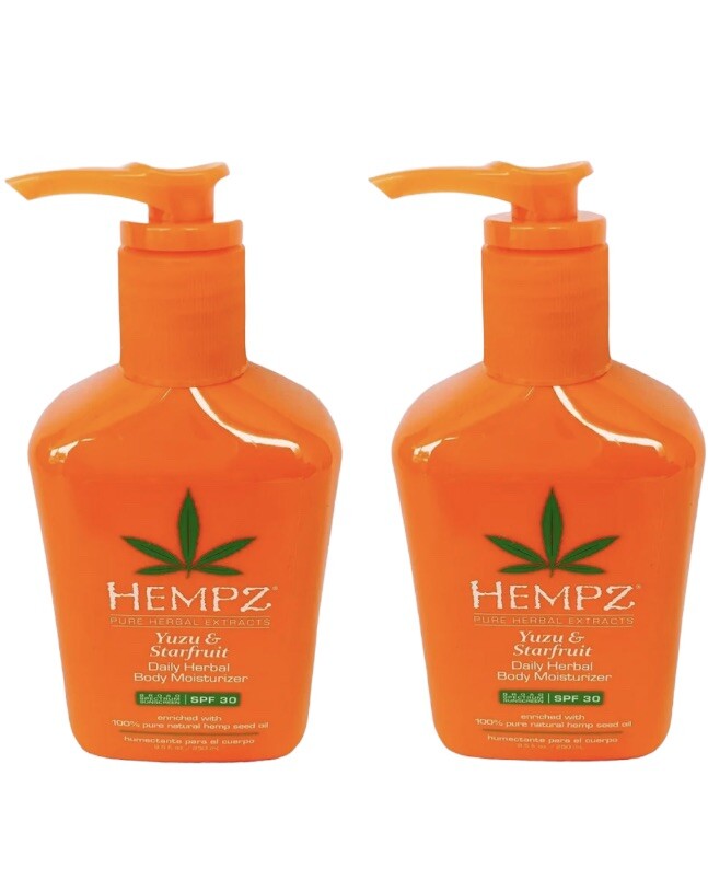 2-Pack Hempz Yuzu & Starfruit Moisturizer Daily Herbal Body Lotion  8.5oz SPF 30