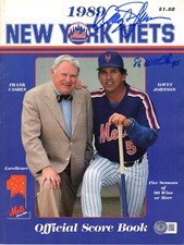 DAVEY JOHNSON Signed Autographed New York Mets Game Program 1989 BAS #BH20234