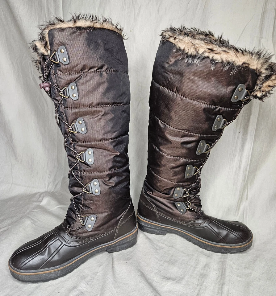 ALDO Snow Rain Duck Boots Womens EUR 39 US 8.5 Brown Faux Fur Trim Fleece Lined - Image 3 of 4