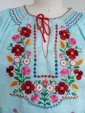 Vintage Hungarian Blouse Unworn Embroidered Peasant Top Ethnic Folk Shirt LS M-L