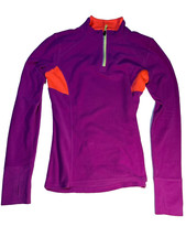 RBX 1/4 Zip Athletic Long Sleeve Top Purple Coral Women's M Pockets Thumb Holes