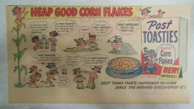 Post Cereal Ad: Post Toasties Corn Flakes! from 1950's Size: 7.5 x 15 inches