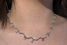 Stunning Authentic Diamond Wavy Drop Necklace – Elegant & Timeless