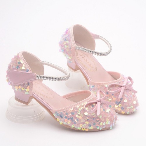 GIRLS DIAMANTE SHOES WEDDING PARTY BRIDESMAID LOW HEEL MARY JANE EVENING SANDALS - Picture 20 of 52