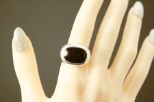 925 Sterling Silver Black Oval Onyx Size 6.75 Ring 5.4 Grams RIN9241 