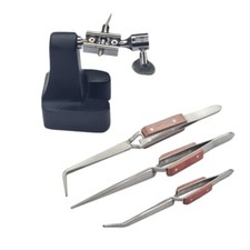 3rd Hand Horseshoe Heavy Base 3-Fiber Grip Tweezers Cross Locking-Soldering Tool