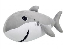 Plush Gray Shark Stuffed Animal Soft Toy White Belly Embroidered Eyes Teeth 12"