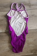 TYR Swimsuit Womens Size 22 Low Back Adjustable Straps Lined Solid Purple