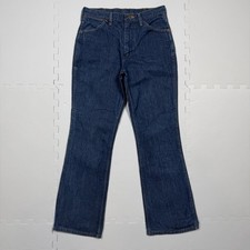 Vintage 70s Maverick Bell Bottom Flare Jeans 30x28 Blue Made in USA Scovill Zip