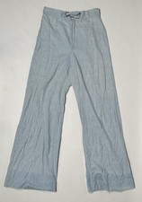 Vintage Happy Legs Pants Blue Cotton Flared Leg High Rise Pockets Size 26x30