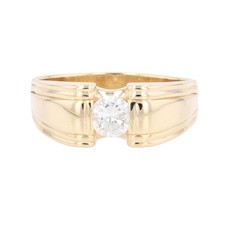 1.03ct Round Cut Diamond Solitaire Wedding Band Ring 14k Yellow Gold Size 15.25