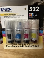 Epson 522 Ecotank Ink - Black Cyan Yellow Magenta EXP: 10/2029 T5221-4-SVH