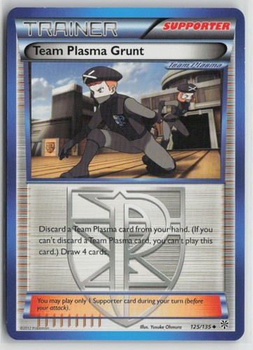 Team Plasma Grunt 125/135 Uncommon Plasma Storm Pokemon Lightly Played