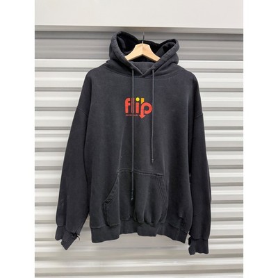 Flip Skateboards Hoodie Mens Medium Black Vintage Skate Thrashed Made in USA