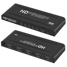 4K HDMI Splitter 1 in 4 Out - 1x4 Powered HDMI Splitter 4 Port Multi Monitor ...