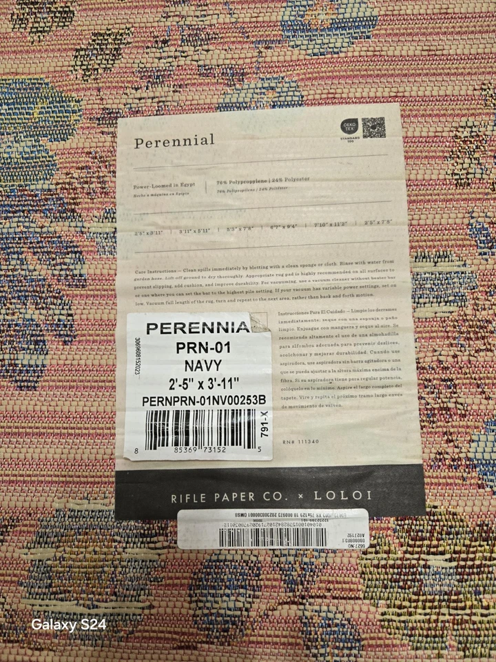 步枪纸 CO.X Loloi Perenial PRN-01 Blossom 海军蓝地毯 2'- 5" X 3'- 11 — 第 4/4 张图片