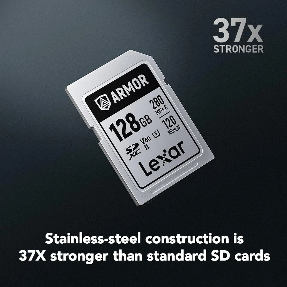 128GB Armor Silver PRO SDXC UHS-II V60 Memory Card 280MB/s for 6K UHD - Image 2 of 4
