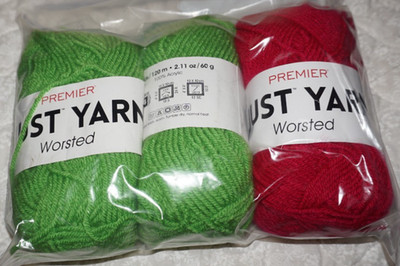 3Skeins, Premier, ''Just Yarn'', Fushsia  & Vibrant Green, Worsted, Acrylic Yarn