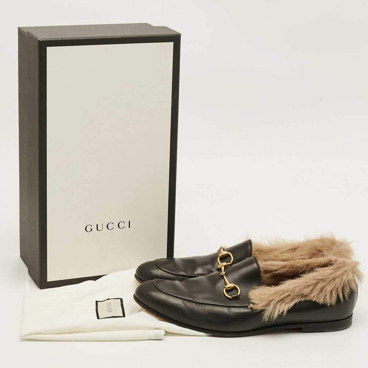 Men’s Gucci Princetown horsebit fur loafers Gucci Princetown Size 44 Black Fur Leather Horsebit Slip On  main image 2