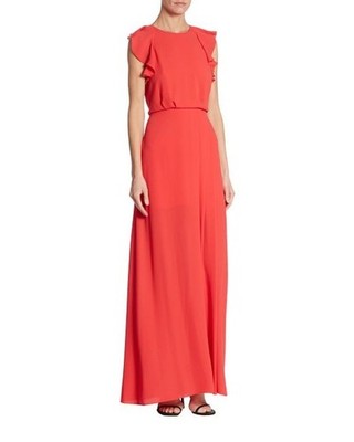 NEW BCBGMAXAZRIA RED BERRY ANGELIKA RUFFLED GOWN WQR61L91/L480A SIZE 2
