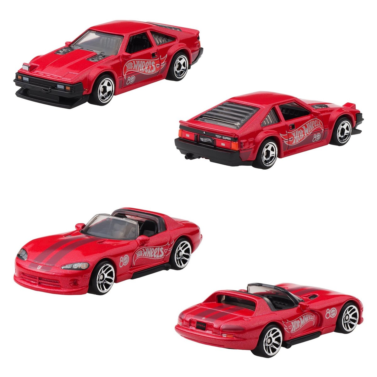 Hot Wheels 赤金炎デザインミニカー Hot Wheels Mattel 80th Anniversary 8-Car Pearl Red Limited Edition