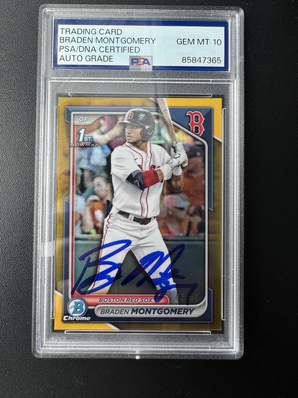 2024 Bowman Chrome Braden Montgomery Gold Refractor /50 PSA 10 Auto BDC58 1st RC