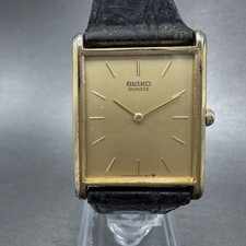 Seiko Tank Watch Men 25mm Champagne Dial Gold Tone Rectangle 6530-5079 PARTS