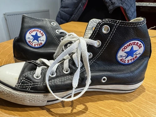 STIVALI ALL STAR CONVERSE NERI IN MORBIDA PELLE SCARPE UK(W) 6 (M) 6 US(M) EU39 BD76