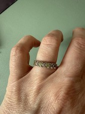 9ct Gold Diamond And Peridot Half Eternity Ring Size L