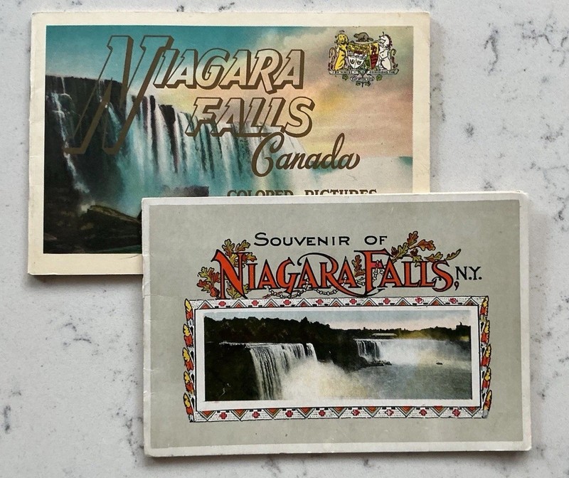 2 VINTAGE NIAGARA FALLS PICTURE BOOKS PAMPHLETS BROCHURES CANADA NEW YORK