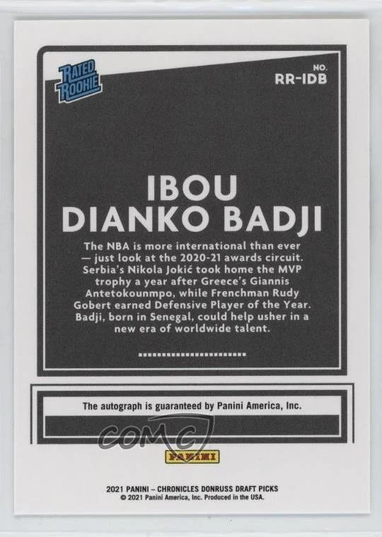 2021-22 Chronicles Draft Picks Donruss Rated Rookie /199 Ibou Dianko Badji Auto - Image 2 of 2