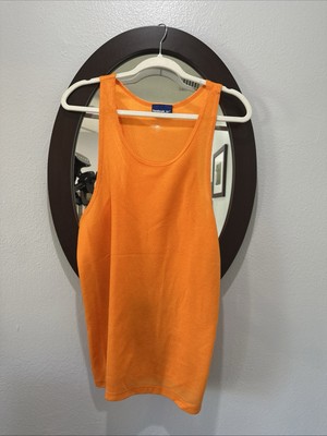 Vintage Reebok Mens 80 s Muscle Tank Top XL Orange Gym Workout Twink Club Rave