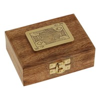 Spielkarten In Holzbox Kartenspiel Aus Mango-Holz/Messing 11 X 8 Cm Sea-Club
