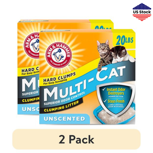 Arm & Hammer Multi-Cat Litter 2x 20 lb Unscented Clumping Baking Soda ...