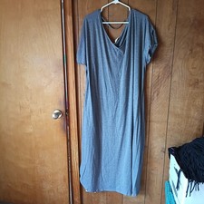 Nemidor Plus Size 26 Gray Maxi Dress Short Sleeve Casual Lounge Stretch