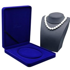 Jewelry Velvet Box Pearl Necklace Gift Display Case Wedding Jewelry Royal Blue